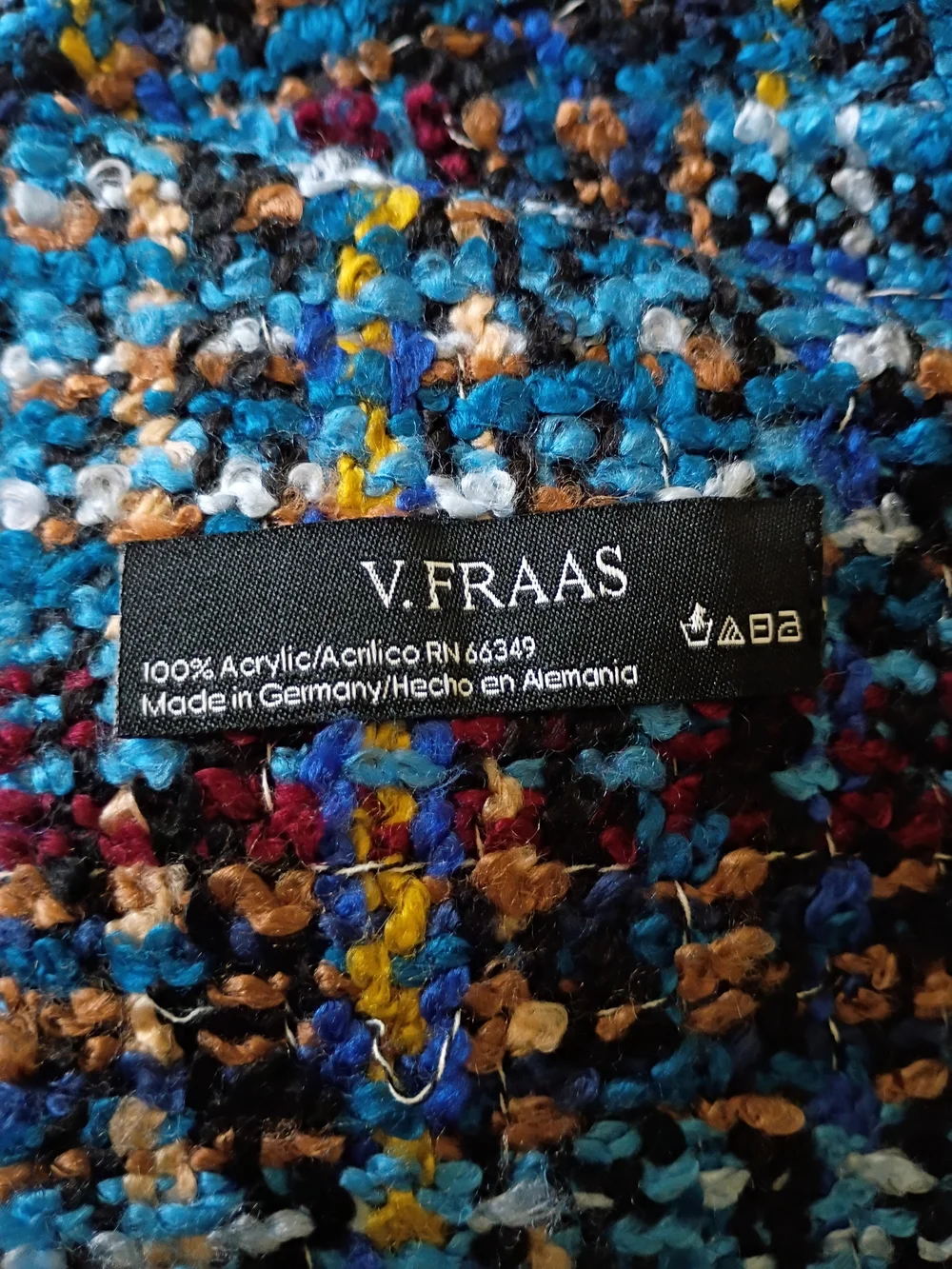 Multicolor Blue Textured Knit Infinity Scarf